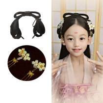 Hanfu wig children Ming-made head decoration Song-made fairy hair stirrup Hair Dressing the whole suit COS ancient dress Wig Head Hoop