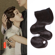 Ancient costume retro hand push corrugated wig Republic of China cheongsam bangs female big wave hair piece Big Shanghai corrugated hair accessories