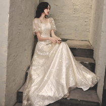 Evening dress dress female art test high-end fairy 18-year-old adult temperament banquet light luxury minority vocal student bridesmaid dress