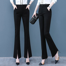 Fall feel flared pants womens 2021 autumn straight womens pants thin stretch stretch split micro Lamas casual pants long pants