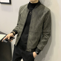 Leather clothes man 2021 fall swarm with suede warm jacket Korean version trendy fashion 100 lap handsome mens jacket