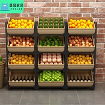 Fruit shop fruit rack shelf shelf display cabinet steel wood rack vegetable rack creative multi-layer commercial storage rack