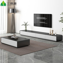 Nordic TV cabinet tea table combination set modern simple living room furniture size black and white floor cabinet wall cabinet