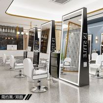 Net Red Barber shop mirror hair salon dedicated light luxury simple hair cutting perm mirror landing single double-sided mirror with light tide