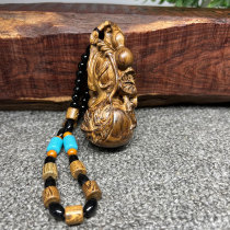 Indonesian agarwood handmade wood carving hand twist small gourd handlebar Wooden Handicraft ornaments small pendant
