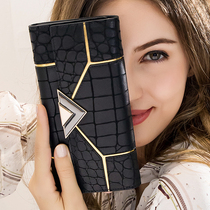 2021 new real wallet womens long zipper wallet high-end card bag womens hand wallet niche design sense