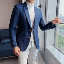 Blazer mens 2021 New Korean slim solid color single breasted single west English casual light mature style top
