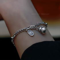 Sterling silver lucky cat bracelet female summer niche design ins cold wind senior sense girlfriends retro light luxury girls