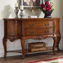 American porch table porch cabinet solid wood semicircular European porch Hall against the wall end of the view Villa sofa back