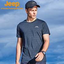Jeep Jeep summer mens perspiration quick-drying short-sleeved mens T-shirt sports outdoor breathable thin hiking jacket large size