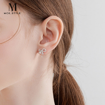 925 sterling silver bow zircon earrings womens niche design summer earrings temperament sweet and high-end earrings