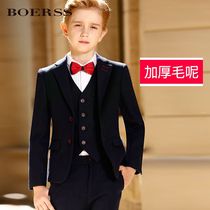  BOERSS childrens small suit suit Boy suit Flower girl dress Host performance suit Velvet wool