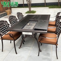 Yuanmao outdoor barbecue table courtyard barbecue table household charcoal table and chair waterproof sunscreen leisure table and chair combination