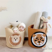 Korea INS childrens toy storage basket lion pattern washable felt dirty clothes basket baby debris storage box