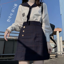  Terrier bean story JK Korean uniform genuine grid skirt Japanese college Feng Shui hand suit student hip skirt suit female