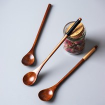Honey spoon Non-stick wooden spoon Milk wax-free honey special wooden spoon Coffee spoon Long handle spoon Milk tea spoon Vintage