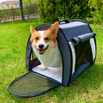Car dog bag Large capacity cat bag Out to carry foldable dog Corgi canvas handbag summer breathable