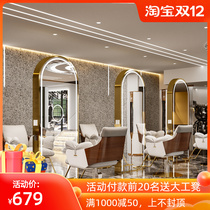 Hairdressing shop mirror table Net red hair salon dedicated double-sided mirror with lamp barber shop ironing area hairdressing floor mirror