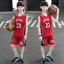Childrens clothing Childrens basketball clothing set Summer thin mesh breathable training clothing Boys sports fashion team uniform jersey