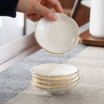 White porcelain single cup holder saucer saucer saucer saucer saucer Gold Cup holder kung fu tea set accessories spare Cup heat insulation pad
