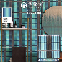 Hua Xinshuo export kiln small long chopsticks mosaic ceramic black and white blue green background wall toilet tile