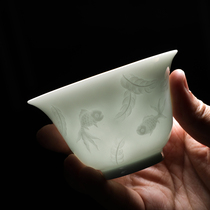 Guanfu Museum Yingqing Kung Fu tea set Jingdezhen Ceramic Tea cup Household cover bowl Tea cup Tea set