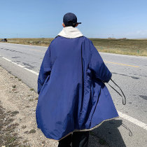 Two-sided German trench coat male Spring and Autumn long Klein blue coat oversize barmaken coat tide
