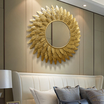 Living room wall decoration mirror porch background wall art pendant restaurant creative home wrought iron wall decoration wall hanging