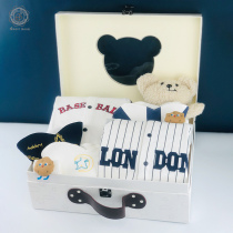 Infant Greeting Newborn Supplies Baby Gift Box Boy Baby Long Sleeve Cotton Baseball Uniform Jumpsuit Full Moon Ceremony