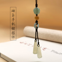 Creative jade mobile phone chain pendant Magnolia ancient style U disk pendant Keychain Cheongsam pressure lapel bag hanging fan pendant