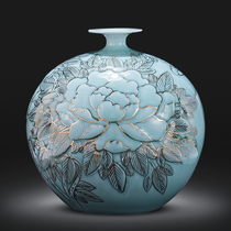 Jingdezhen ceramic vase hand-painted pomegranate bottle new Chinese living room decoration office porcelain crafts ornaments