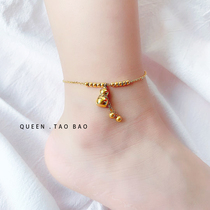Titanium steel 18k gold gourd tassel Blessing foot chain Korean version of Chinese style round bead foot ring bathing wearable gift