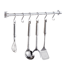 Draw-free kitchen hanging rod hook rack space aluminum shelf wall hanging hardware hanging spoon shovel black