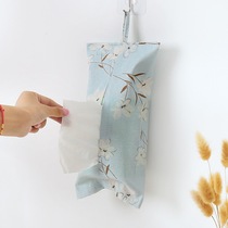  Hanging fabric tissue box tissue cover Bedroom living room cotton and linen creative paper bag paper towel bag paper towel bag paper box