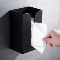 Black toilet paper box Wall-mounted punch-free kitchen paper box space aluminum tissue box bathroom wall-mounted
