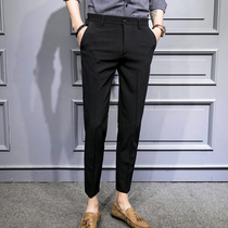 Summer thin trousers mens nine-point business leisure small feet straight suit pants autumn Korean slim 9 points