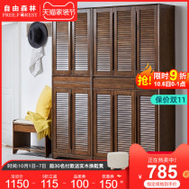 Solid Wood high shoe cabinet home door super large capacity porch cabinet sliding door shoe cabinet simple balcony storage locker