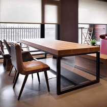 loft conference table Wrought iron American conference table Long table Workbench table Solid wood large table Household rectangular