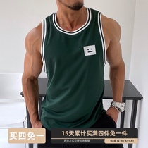 Quick-dry Sports Leisure slim vest sleeveless T-shirt fitness muscle men summer fitness Jersey basketball uniform