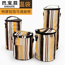 Extra large insulated lunch box handbag extra thick insulation bag double waterproof and dirty resistant Oxford cloth round lunch box back bag