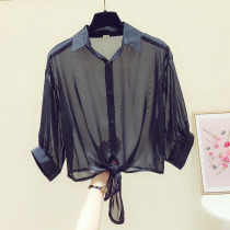 Shawl summer with skirt 2021 new short-sleeved chiffon top outer blouse thin ice silk sunscreen cardigan