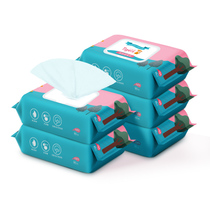 () Blue Float Baby wet tissue paper hand mouth can be used for baby baby wet paper towel 80 pump * 5 Pack