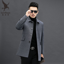 High-end mens double-sided cashmere woolen coat mens mid-length spring and autumn woolen coat Niso thick trench coat