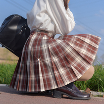 Fireworks] Spot sugar JK original grid skirt JK uniform skirt Genuine school supply gold line red skirt Pleated skirt