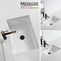 Marbled flat bottom square table basin ceramic embedded wash basin single basin toilet wash basin