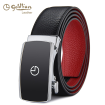 Jinlilai belt automatic buckle leather red belt men's life year of the tiger gift men's red belt black outside and red inside