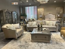 American solid wood sofa ART Tsukiuji Villa Living Room Modern Light Lavish Style Retro Sculpture Flower Solo Trio Sofa
