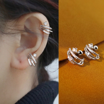 Ultra-flashy unique earbone nail female pure silver needle screw fastening advanced sensation small crowdsourced design new ear earrings earrings