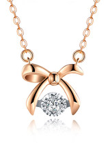 Diamond Yan 18K gold color gold smart diamond necklace Light luxury bow girl heart pendant ins tide set chain woman