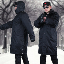 Authentic military cotton coat men and women winter thickened extended outdoor security Black warm northeast cotton-padded clothing